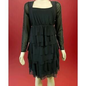 Ronen Chen Womens  Black Layered Long Sleeve Dress Size 3 US 10